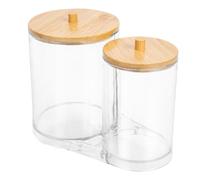 BESTOYARD Boîte de Rangement pour Empilable, Blanche, Couvercle Bois | Bois, Structure Robuste, Protège le Contenu, Garde L’espace Net, et Disques