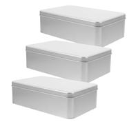 BESTOYARD Boîtes à Biscuits Boîtes de Rangement Alimentaires en Métal Argenté Lot de 3 Légères et Résistantes Pratiques Couvercles Sécurisés pour Bureau ou Maison