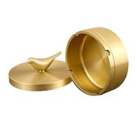 BESTOYARD Cendrier en Laiton Petit Format Couvercle, Récipient à Mégots pour Bureau et Voiture, Accessoire Décoration Intérieur, Porte-cendrier Domestique Anti-Odeur, Usage Maison