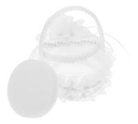 BESTOYARD Coussin D'alliances Brodé Poignée Perle en Tissu Blanc, Panier Élégant pour Bague de Fiançailles, Protection Facile et Décoration Mariage ou Anniversaires