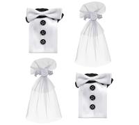 BESTOYARD Couvercles de Bouteille de Vin Élégants en Tissu Léger et Compact, 2 Paires 4 Pièces, Décoration Chic pour Accessoires de Mariage et Présents pour Couples