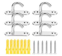 BESTOYARD Crochets à Œillet Supports de Plafond Robustes en Acier Inoxydable 304 Lot de 6 Ouverture 5 Mm pour Suspendre Plantes, Lampes et Charges Lourdes, Fixation Murale et Plafond