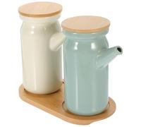 BESTOYARD Distributeur de Sauce Soja en Céramique avec Couvercle Individuel et Surface Lisse, Ensemble 1 Set pour Buffet et Usage Domestique