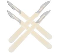 BESTOYARD Ensemble 4 Pièces Couteaux Acier Carbone Lame à Incisions, Manches en Plastique Blanc, pour Découpe Précise de Baguette et Cuisson Maison