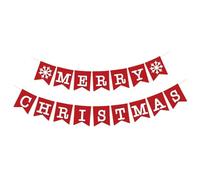 BESTOYARD Guirlande Fanion Noel Banderole Bannière Tissu avec Motif Merry Christmas Flocon de Neige Blanc Decoration Arbre De Noël Suspendu Rouge