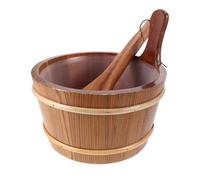 BESTOYARD Seau en Bois Rustique pour Sauna 4l avec Louche Confortable, Design Gain de Place pour Spa et Jardin, Charme Traditionnel Naturel