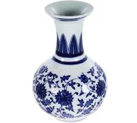 BESTOYARD Vase Artisanal en Céramique Style Chinois Bleu et Blanc, Petit Vase Décoratif pour Fleurs Séchées, Décoration Élégante pour Intérieur Maison