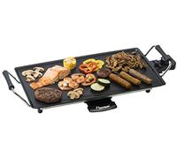 Bestron Plancha électrique, Barbecue electrique avec revêtement anti-adhésif, Gril de table pouvant jusqu'à 4 personnes, avec réglage de la température en continu, Couleur: noir