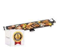 Bestron Plancha électrique, Barbecue electrique XXL avec revêtement anti-adhésif, Gril de table pouvant jusqu'à 8 personnes, Surface de cuisson extra longue, Couleur: noir