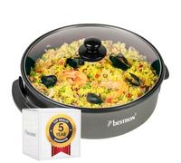 Bestron Poêle électrique de fête XL, grande poêle multifonction Ø32cm avec couvercle en verre, revêtement antiadhésif, 1500 watts, AHP1500Z, Couleur: noir