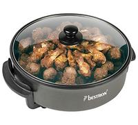 Bestron Poêle électrique de fête XL, grande poêle multifonction Ø40cm avec couvercle en verre, revêtement antiadhésif, 1500 watts, AHP1800Z, Couleur: Noir