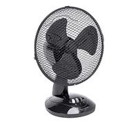Bestron Ventilateur de table mobile Ø 27cm, Petit ventilateur avec 2 niveaux de vitesse & fonction oscillation 75°, Hauteur : 29 cm, 30 Watts, DDF27Z, Couleur: Noir,