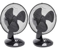 Bestron Ventilateur de table mobile Ø 27cm, Petit ventilateur avec 2 niveaux de vitesse & fonction oscillation 75°, Hauteur : 29 cm, 30 Watts, DDF27Z, Couleur: Noir, (Lot de 2)