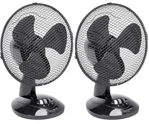 Bestron Ventilateur de table mobile Ø 27cm, Petit ventilateur avec 2 niveaux de vitesse & fonction oscillation 75°, Hauteur : 29 cm, 30 Watts, DDF27Z, Couleur: Noir, (Lot de 2)