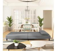 Bestseller@Canapé convertible 2 places - ZENCORE - CLIC-CLAC/Sofa-lit - avec deux oreillers Gris clair Velours 200x84,5x69cm C87830