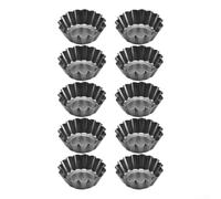 Besttoolifes Lot de 10 moules à tartelettes et tartelettes anti-adhésifs pour mini moules à quiche, flan, 6,5 cm avec étui cannelé