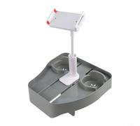 Besttoolifes Support de boisson 3 en 1 au bord de la piscine, support de téléphone réglable avec porte-gobelet, plateau en plastique étanche pour spa, baignoire, piscine gonflable, gris ou rose (gris)