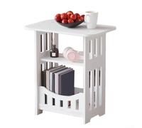 Besttoolifes Table d'appoint étroite à 2/3 niveaux, table d'appoint multifonction avec étagère, matériau PVC durable, design rectangulaire compact pour chambre à coucher (double niveau)