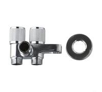 Besttoolifes Vanne d'angle en alliage de zinc avec double sortie, entrée d'eau et de sortie G1/2" pour salle de bain, toilettes, lavabo, pommeau de douche, cuisine, balcon - (chromé)