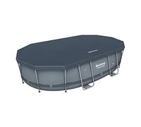 Bestway 58425 Bâche pour piscine Power Steel Frame ovale, gris, 418 x 230 x 0,1 cm