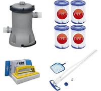 Bestway - Aspirateur de piscine AquaClean & pompe de filtration 2006 L/u & 4 filtres type II & brosse à récurer WAYS