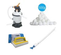 Bestway - Aspirateur de piscine AquaCrawl & pompe à filtre à sable 3028 L/h & billes filtrantes 500 g & brosse à récurer WAYS
