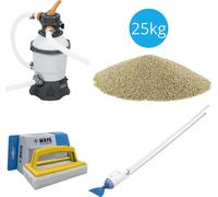 Bestway - Aspirateur de piscine AquaCrawl & pompe à filtre à sable 3028 L/h & sable filtrant 25 kg & brosse à récurer WAYS