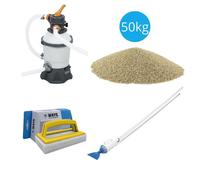 Bestway - Aspirateur de piscine AquaCrawl & pompe à filtre à sable 3028 L/h & sable filtrant 50 kg & brosse à récurer WAYS