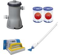 Bestway - Aspirateur de piscine AquaCrawl & pompe de filtration 3028 L/u & 2 filtres type II & brosse à récurer WAYS