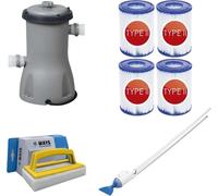 Bestway - Aspirateur de piscine AquaCrawl & pompe de filtration 3028 L/u & 4 filtres type II & brosse à récurer WAYS