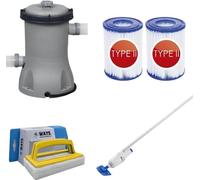 Bestway - Aspirateur de piscine AquaReach & pompe de filtration 2006 L/u & 2 filtres type II & brosse à récurer WAYS