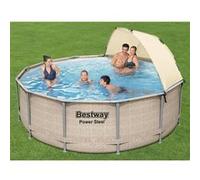 Bestway Ensemble de piscine avec auvent Power Steel 396x107 cm, piscine hors sol, piscine encadrée, piscine ombragée, piscines hors sol G