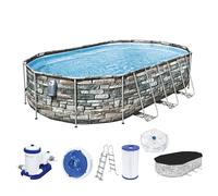Bestway Ensemble de piscine ovale Power Steel Comfort 610x366x122 cm