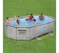 Bestway Ensemble de Piscine Power Steel Encadrée Piscine Hors Sol Pompe de Filtration Echelle de Sécurité Arière-cour Jardin Extérieur 488x305x107 cm 93335 G