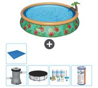 Bestway Fast Set 457x84cm - Piscine Ronde Gonflable - Paradise Print