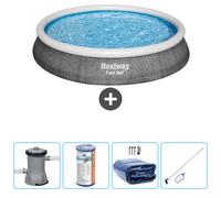 Bestway Fast Set Piscine - 396 x 84 cm - Imprimé rotin