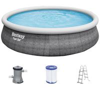 BESTWAY Fast Set Piscine hors sol motif rotin gris, 457 x 107 cm, avec pompe 57372
