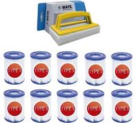 Bestway - Filtre de type II adapté à la pompe de filtration 58383 - 10 pièces & brosse à récurer WAYS
