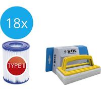 Bestway - Filtre de type II adapté à la pompe de filtration 58383 - 18 pièces & brosse à récurer WAYS