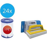 Bestway - Filtre de type II adapté à la pompe de filtration 58383 - 24 pièces & brosse à récurer WAYS