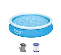 Bestway Fisher-Price château gonfable 366 x 76 cm Bleu | L'anneau d'air supérieur aligne la paroi du bassin lors du remplissage ; la pompe filtrante favorise la circulation de l'eau