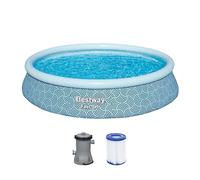 Bestway Kit Piscine Gonflable Ronde Fast Set - 396 cm x 396 cm x 84 cm - Gris