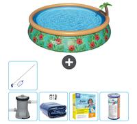 Bestway Piscine Gonflable Ronde Fast Set - 457 x 84 cm - Paradise Print
