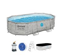 Bestway Piscine Hors Sol Ovale Power Steel Swim Vista Pierres 488x305x107cm