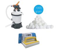 Bestway - Pompe à filtre à sable 3028 L/h & billes filtrantes 1000 grammes & brosse à récurer WAYS