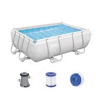 Bestway Power Steel Frame Kit Piscine avec Pompe de Filtration Gris Clair 282 x 196 x 84 cm
