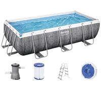 BESTWAY Power Steel Piscine hors sol rectangulaire effet rotin, 404 x 201 x 100 cm 56721