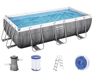 BESTWAY Power Steel Piscine hors sol rectangulaire effet rotin, 404 x 201 x 100 cm 56721
