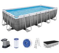BESTWAY Power Steel Piscine hors sol rectangulaire effet rotin, 549 x 274 x 122 cm 56998