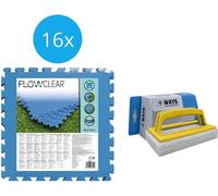 Bestway - Sparpack - Dalles de piscine - 50 cm x 50 cm - 4m² - 16 dalles & brosse à récurer WAYS